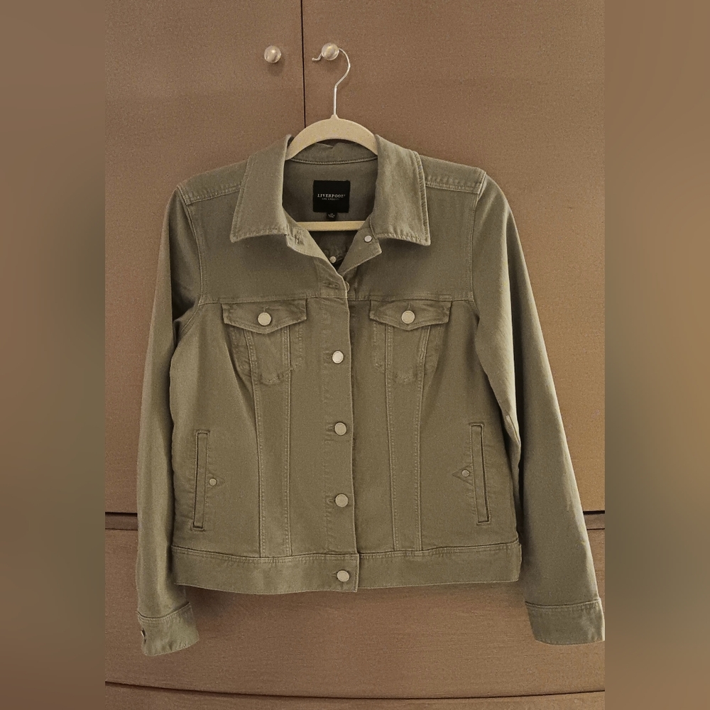 Liverpool Classic Jean Jacket, Size M, Palm Green